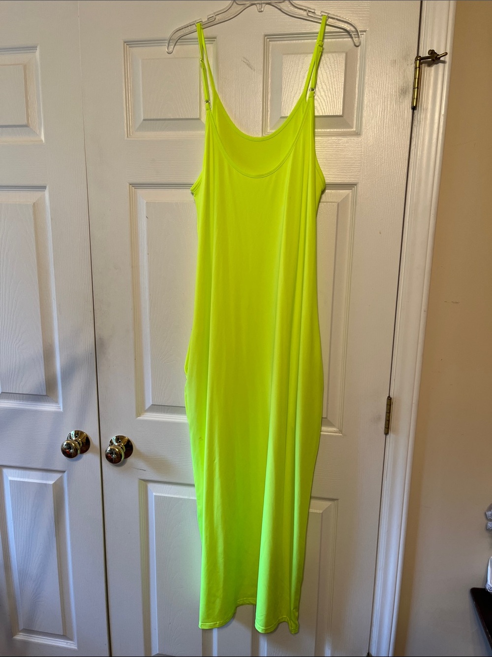 Neon Yellow Slip Maxi Dress - Women PTP23”L59” W/ Pockets